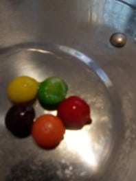 Skittles after being set on fire