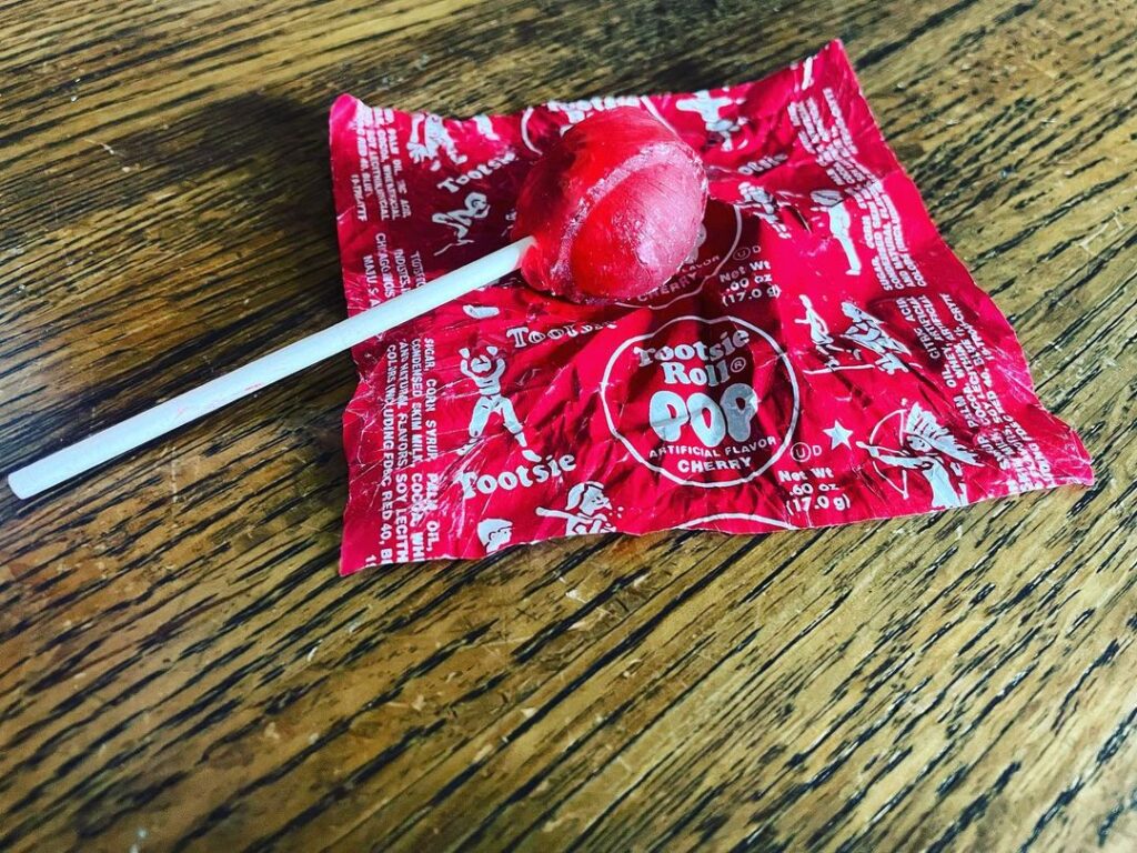 Tootsie Pop out of wrapper