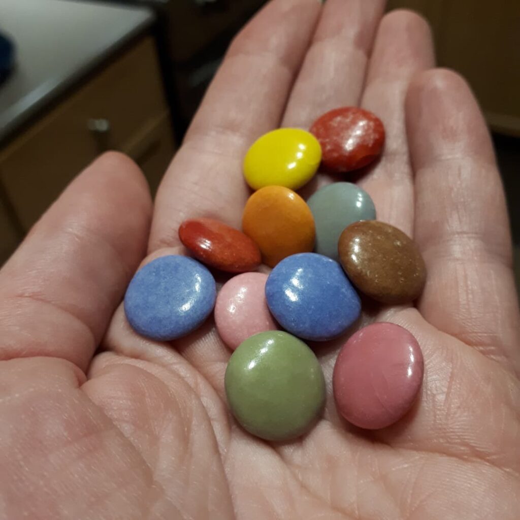 Smarties out of packet